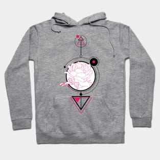 Peony flower, graphic drawing, sketch with geometric details Hoodie